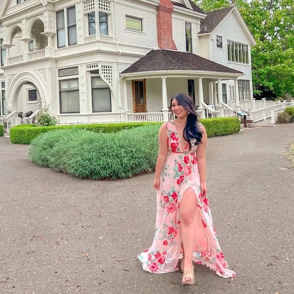 Lulu’s Garden Meandering Maxi Dress Blush Floral NEW WITH TAGS Small - Picture 5 of 16